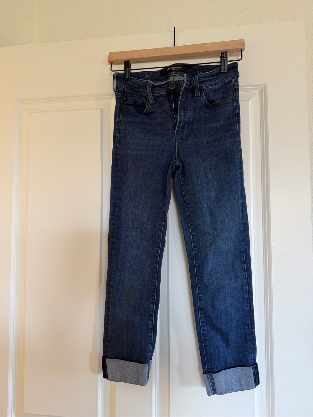 Liverpool Dark Blue Boyfriend Jeans with Cuffed Hem